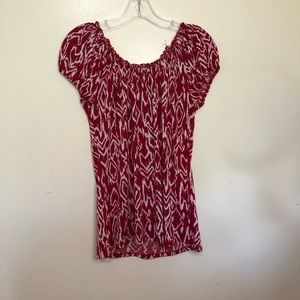 Carol Rose Maroon Tie-Dye Puff Sleeve Top – Size M, Boho Style